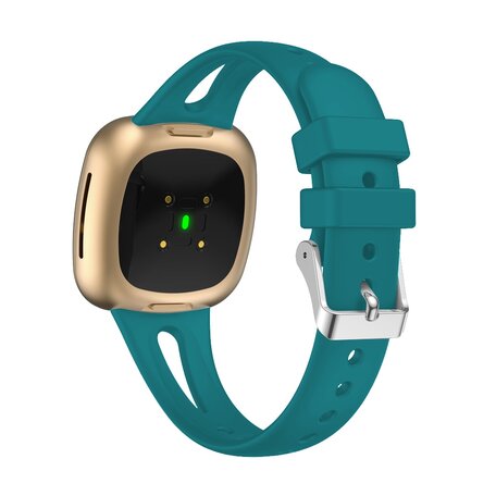 Fitbit Versa 3 & 4 / Sense 1 & 2  - Sportbandje druppel design - Large - Blauwgroen