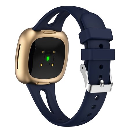 Fitbit Versa 3 & 4 / Sense 1 & 2  - Sportbandje druppel design - Large - Donkerblauw