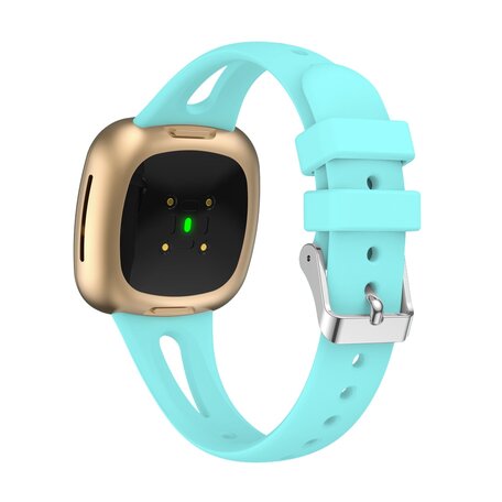 Fitbit Versa 3 & 4 / Sense 1 & 2  - Sportbandje druppel design - Large - Lichtblauw