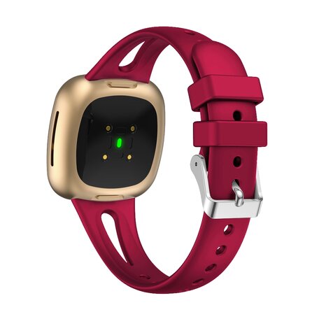 Fitbit Versa 3 & 4 / Sense 1 & 2  - Sportbandje druppel design - Large - Rood