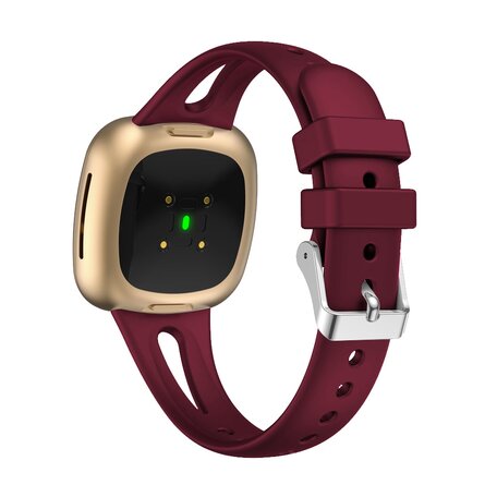 Fitbit Versa 3 & 4 / Sense 1 & 2  - Sportbandje druppel design - Large - Bordeaux