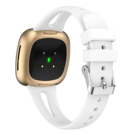 Fitbit Versa 3 & 4 / Sense 1 & 2  - Sportbandje druppel design - Small - Wit