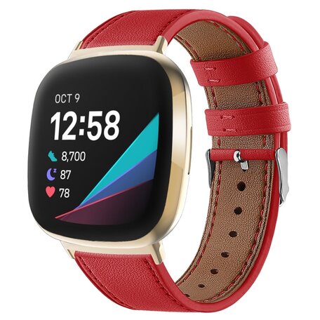 Fitbit Versa 3/4 & Sense 1/2 leren bandje - Rood