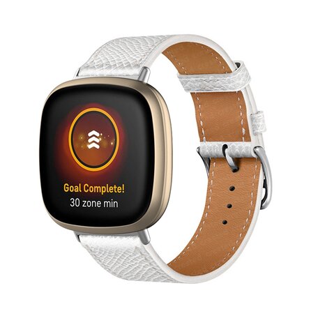 Fitbit Versa 3/4 & Sense 1/2 leren bandje - Wit