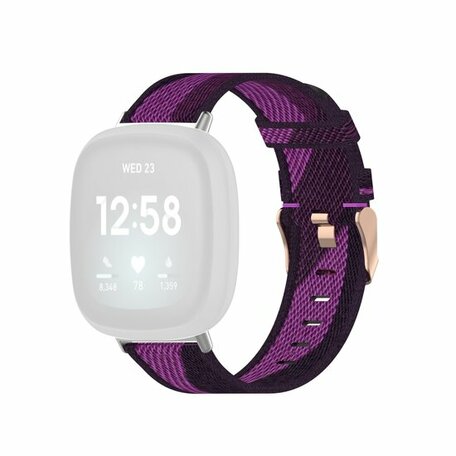 Fitbit Versa 3/4 & Sense 1/2 Canvas bandje - Paars