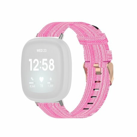 Fitbit Versa 3/4 & Sense 1/2 Canvas bandje - Roze