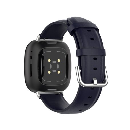 Fitbit Versa 3/4 & Sense 1/2 leren bandje - Donkerblauw