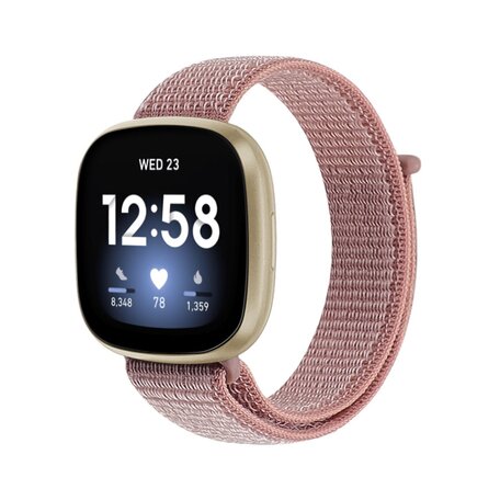 Fitbit Versa 3 & Sense 1  - Sport loop nylon bandje - Oudroze