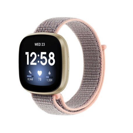 Fitbit Versa 3 & Sense 1  - Sport loop nylon bandje - Zandroze