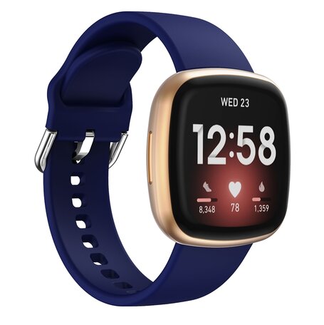 Fitbit Versa 3 & 4 / Sense 1 & 2  - Siliconen bandje - Donkerblauw