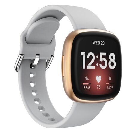 Fitbit Versa 3 & 4 / Sense 1 & 2  - Siliconen bandje - Grijs