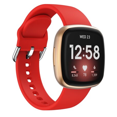 Fitbit Versa 3 & 4 / Sense 1 & 2  - Siliconen bandje - Rood