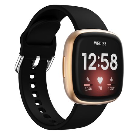 Fitbit Versa 3 & 4 / Sense 1 & 2  - Siliconen bandje - Zwart