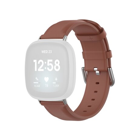 Fitbit Versa 3 & Sense 1 leren bandje - Bruin