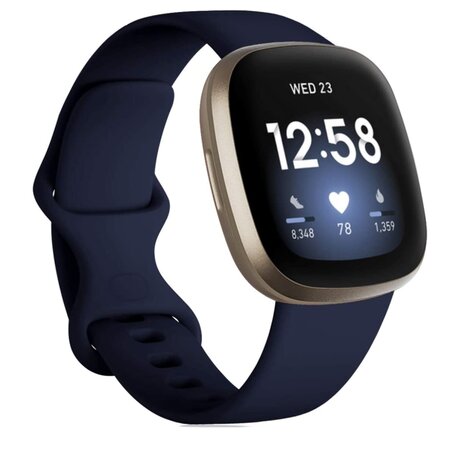 Fitbit Versa 3 & 4 / Sense 1 & 2 Sportbandje - Midnight Blue - Maat: M/L