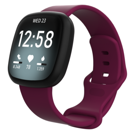 Fitbit Versa 3 & 4 / Sense 1 & 2 Sportbandje - Wijnrood - Maat: M/L