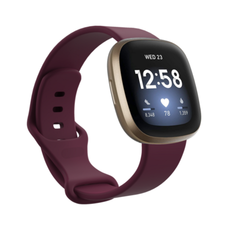 Fitbit Versa 3 & 4 / Sense 1 & 2 Sportbandje - Wijnrood - Maat: M/L