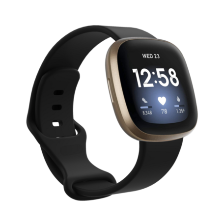 Fitbit Versa 3 & 4 / Sense 1 & 2 Sportbandje - Zwart - Maat: M/L