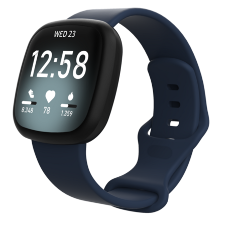 Fitbit Versa 3 & 4 / Sense 1 & 2 Sportbandje - Donkerblauw - Maat: M/L