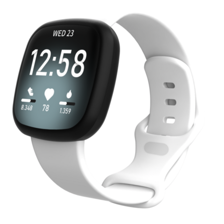 Fitbit Versa 3 & 4 / Sense 1 & 2 Sportbandje - Wit - Maat: M/L