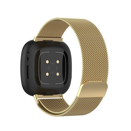 Fitbit Versa 3 & Sense 1 milanese bandje - Maat: Small - Goud