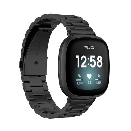 Fitbit Versa 3/4 & Sense 1/2 metalen schakelbandje - Zwart