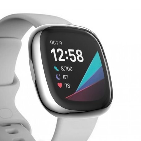 Fitbit Versa 3 / Sense Soft TPU case (volledig beschermd) - Zilver