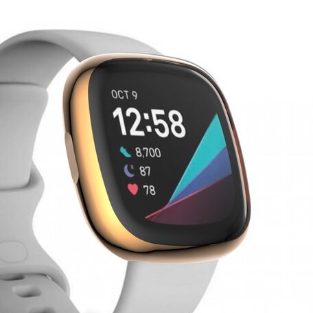 Fitbit Versa 3 / Sense Soft TPU case (volledig beschermd) - Rosé Goud