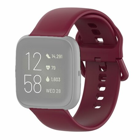 Fitbit Versa 1 / 2 & Lite siliconen sportbandje met gespsluiting - Wijnrood - Maat: Large