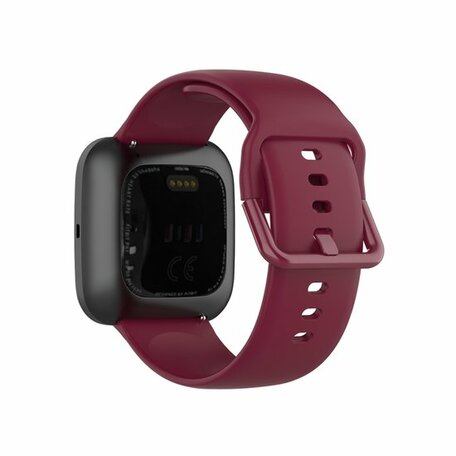 Fitbit Versa 1 / 2 & Lite siliconen sportbandje met gespsluiting - Wijnrood - Maat: Large