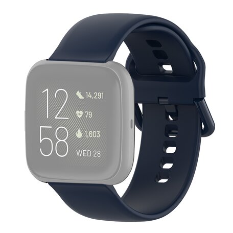 Fitbit Versa 1 / 2 & Lite siliconen sportbandje met gespsluiting - Donkerblauw - Maat: Large