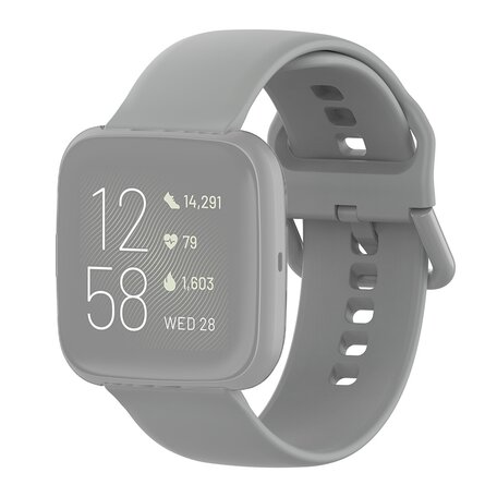 Fitbit Versa 1 / 2 & Lite siliconen sportbandje met gespsluiting - Grijs - Maat: Large