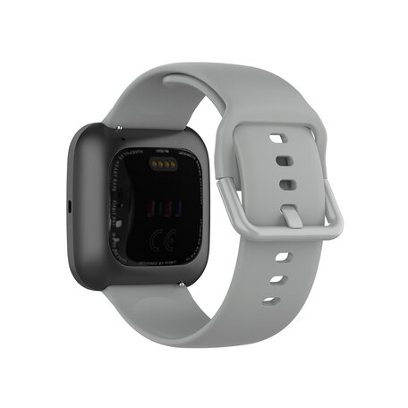 Fitbit Versa 1 / 2 & Lite siliconen sportbandje met gespsluiting - Grijs - Maat: Large