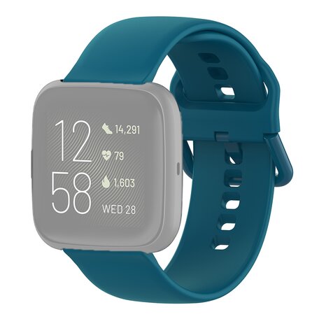 Fitbit Versa 1 / 2 & Lite siliconen sportbandje met gespsluiting - Blauw - Maat: Large