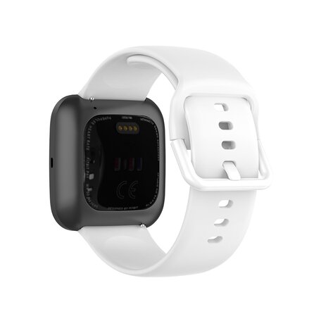 Fitbit Versa 1 / 2 & Lite siliconen sportbandje met gespsluiting - Wit - Maat: Large