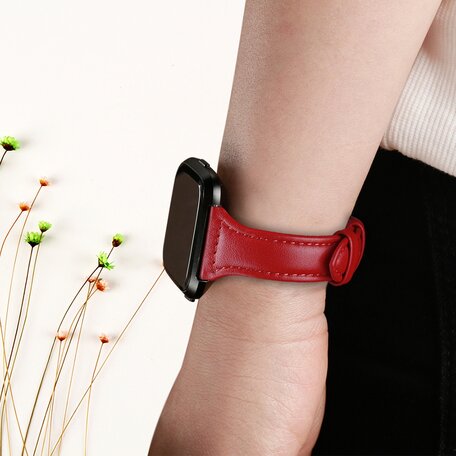 Fitbit Versa 1 / 2 & Lite bandje TPU leer - Rood