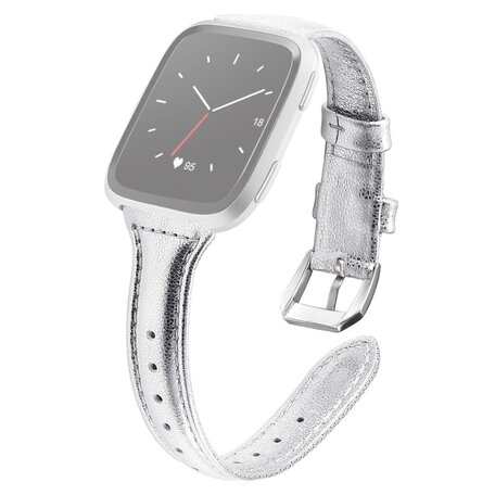 Fitbit Versa 1 / 2 & Lite bandje TPU leer - Zilver