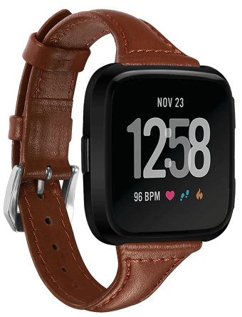 Fitbit Versa 1 / 2 & Lite bandje TPU leer - Bruin