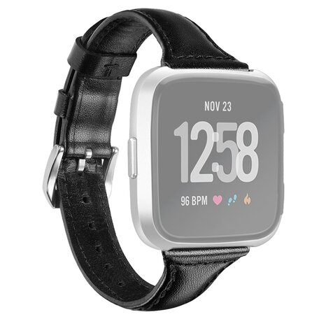 Fitbit Versa 1 / 2 & Lite bandje TPU leer - Zwart