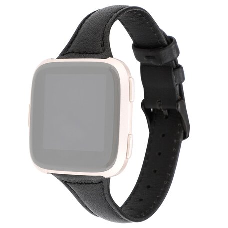 Fitbit Versa 1 / 2 & Lite Lederen bandje - Zwart