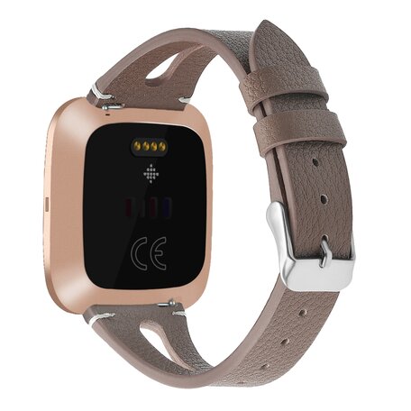 Fitbit Versa 1 / 2 & Lite bandje TPU leer - Kastanje Bruin