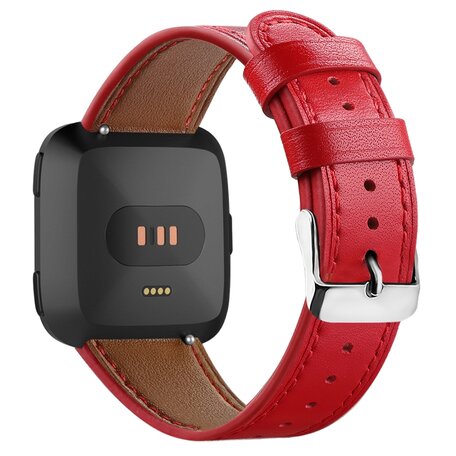 Fitbit Versa 1 / 2 & Lite leren bandje - Rood