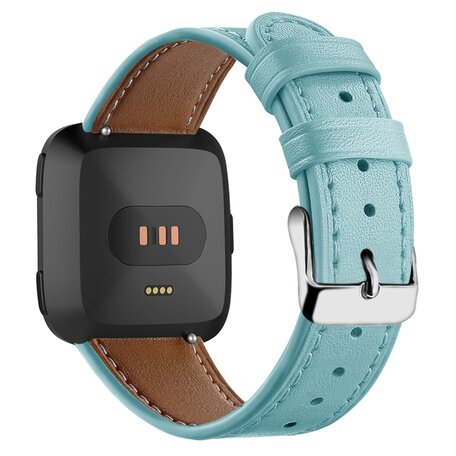 Fitbit Versa 1 / 2 & Lite leren bandje - Blauwgroen