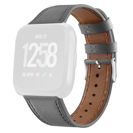 Fitbit Versa 1 / 2 & Lite leren bandje - Grijs