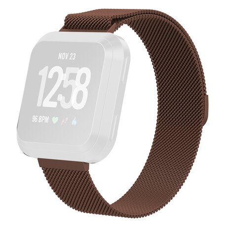 Fitbit Versa 1 / 2 & Lite  milanese bandje - Maat: Large - Bruin