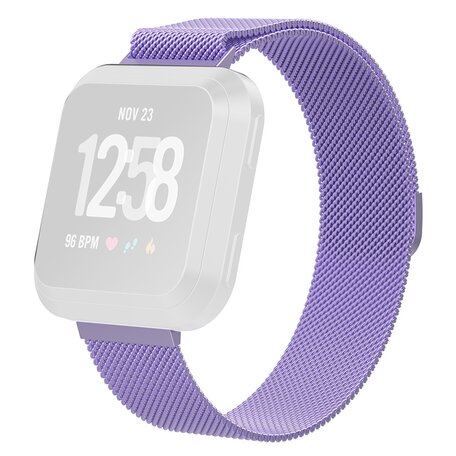 Fitbit Versa 1 / 2 & Lite milanese bandje - Maat: Large - Lila