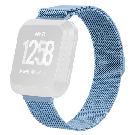 Fitbit Versa 1/ 2 & Lite milanese bandje - Maat: Small - Lichtblauw