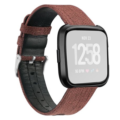 Fitbit Versa 1 / 2 & Lite Canvas Denim bandje - Bruin