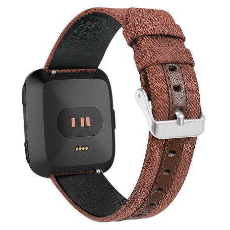 Fitbit Versa 1 / 2 & Lite Canvas Denim bandje - Bruin