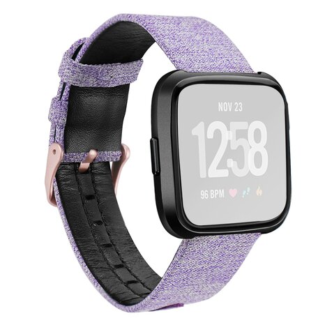 Fitbit Versa 1 / 2 & Lite Canvas denim nylon bandje - Paars